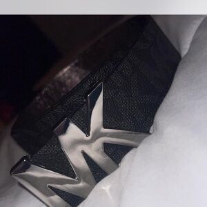 Michael Kors Black Belt with Silver MK Logo